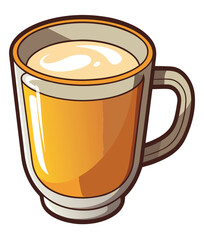 Black ceramic mug with hot coffee and milk on a white isolated background