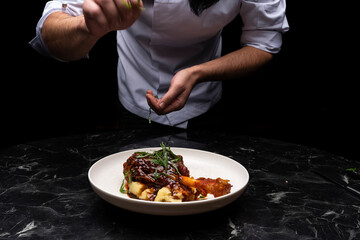Braised Lamb Shank Prepared by Professional Chef, Top-Down View, Transparent PNG