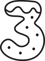 3 Christmas Cookie Alphabet and Number Line Art Set | Gingerbread Letter Outline Clipart Collection