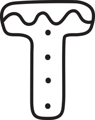 T Christmas Cookie Alphabet and Number Line Art Set | Gingerbread Letter Outline Clipart Collection