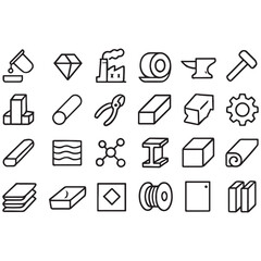 Metal line icon set vector