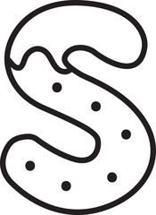 S Christmas Cookie Alphabet and Number Line Art Set | Gingerbread Letter Outline Clipart Collection