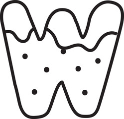 W Christmas Cookie Alphabet and Number Line Art Set | Gingerbread Letter Outline Clipart Collection