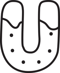 U Christmas Cookie Alphabet and Number Line Art Set | Gingerbread Letter Outline Clipart Collection