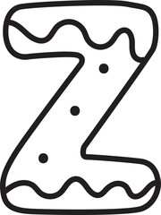 Z Christmas Cookie Alphabet and Number Line Art Set | Gingerbread Letter Outline Clipart Collection