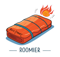 Roomier A Humorous Take on Extra Space with a Touch of Warmth - Cartoon Style Illustration of a Rolled Blanket