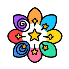 Obraz premium Colorful flower with star patterns