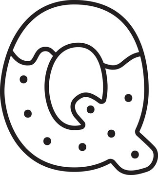 Q Christmas Cookie Alphabet and Number Line Art Set | Gingerbread Letter Outline Clipart Collection