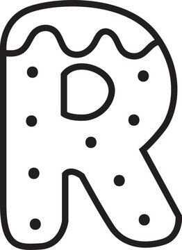 R Christmas Cookie Alphabet and Number Line Art Set | Gingerbread Letter Outline Clipart Collection