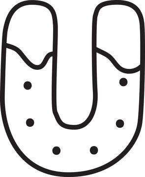 U Christmas Cookie Alphabet and Number Line Art Set | Gingerbread Letter Outline Clipart Collection