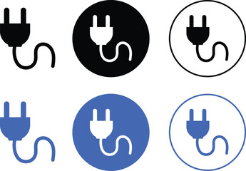 electric socket icon set. Wall Plug and Device Charging symbols. Electricity and Energy supply socket sign
