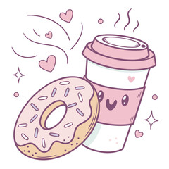 cup of coffee and donuts