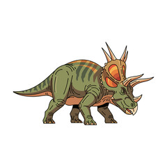 Triceratops dinosaur vector illustration on white background	