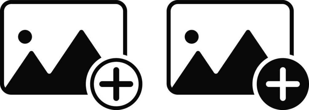  add image icon set. Upload photo symbols. Insert Picture and Media Gallery icons collection