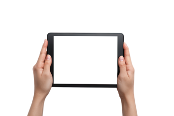 Hands holding a tablet with a blank screen (1)