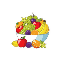 bowl filled with various kinds of fruit.