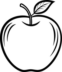   Apple, Vector line art icon, Black And White  white background
