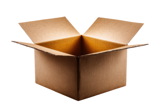 Open cardboard box, light within