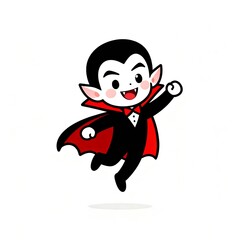 Fototapeta premium Cartoon vampire character with red cape