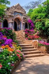 Beautiful Steps in Hauz Khas Village Surrounded by Nature