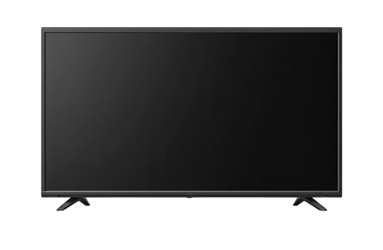 Flat-screen TV, black display, simple design