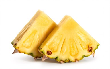 Fresh pineapple slices isolated on white background healthy fruit concept