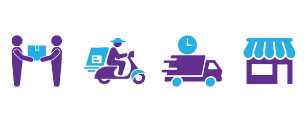 Set of Delivery icons in solid icons vector style with white background
