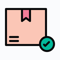 Shipping Box Icon Representing Product Delivery, E-commerce Order, and Logistics Service. Isolated Lineal Color Style Vector Icon.