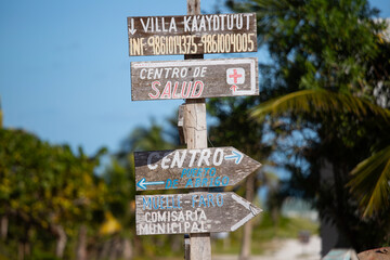 El Cuyo, Mexico; 1st December 2024: Local homes and street atmosphere in the fishing village of El Cuyo on the Yucatan Peninsula.