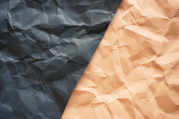 wrinkled paper texture background, black and orange paper overlay background