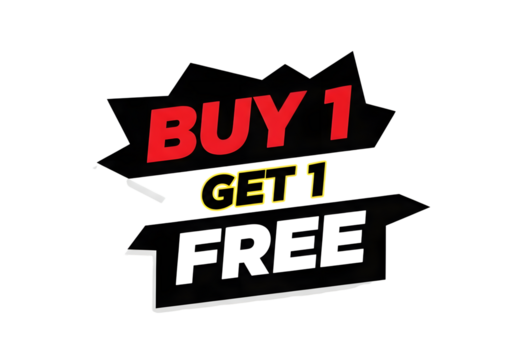 Buy one get one free sale sign isolated on transparent background