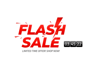 Red flash sale text isolated on transparent background