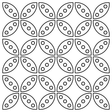 Seamless Indonesian Batik Kawung pattern vector illustration. Geometric Javanese Batik Kawung motif. Traditional Indonesian seamless pattern background.