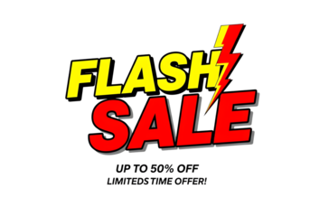 Red flash sale text isolated on transparent background