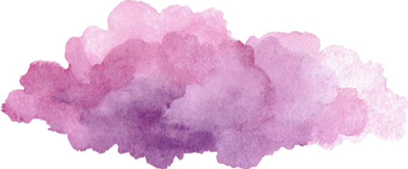 Delicate, hand-painted, watercolor cloud design in shades of pink and purple