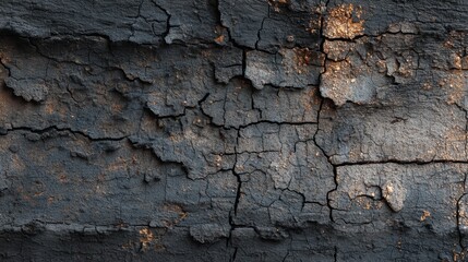 Obraz premium Dark cracked texture with earthy brown spots, showing abstract patterns of burnt wood or textured earth for background design.