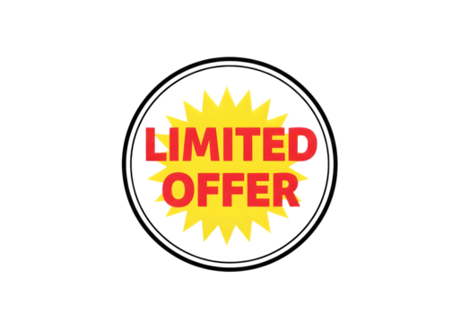Red limited offer banner with starburst isolated on transparent background