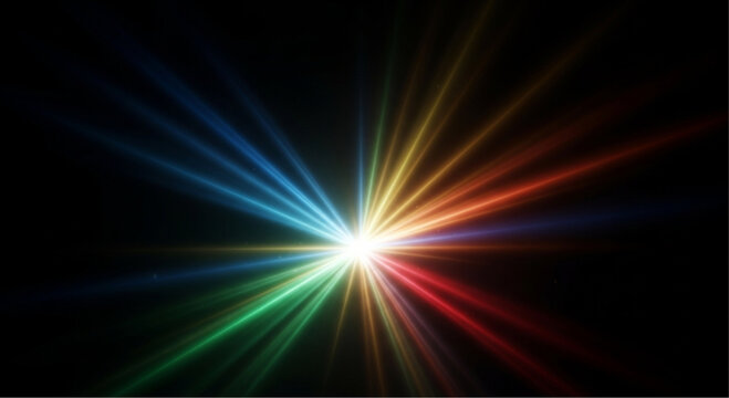 An artistic burst of vibrant colors explodes from a central focal point, radiating outwards in a dynamic display of light and energy, symbolizing innovation and brilliance. vector illustration overlay