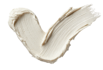 Creamy, off-white substance forming a V shape