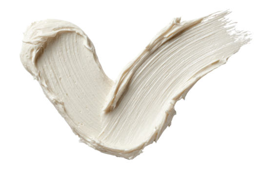 Creamy, off-white substance forming a V shape