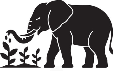 Obraz premium Elephant Nurturing Young Plants with Water