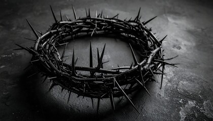 Fototapeta premium Dark, monochromatic close-up of a crown of thorns