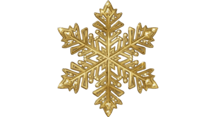 Golden snowflake Christmas holiday decoration isolated PNG with Transparent Background