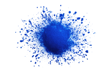 Abstract blue circular form, surrounded by a radiating, speckled halo