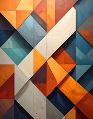 Geometric pattern of layered triangles in vibrant colors