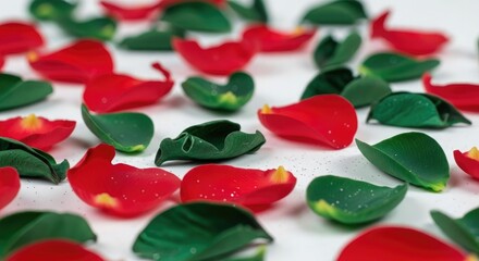 Floral Petal Pattern Background Red Green Freshness Aesthetic Harmony Botanical Beauty Delicate Nature Still Life Backdrop Surface Decoration Elegant Minimalism