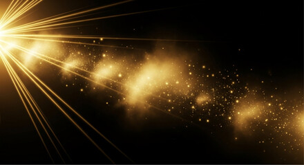 Golden ray burst forth against a dark background, a visually striking abstract design, full of luminosity and dynamism. vector illustration