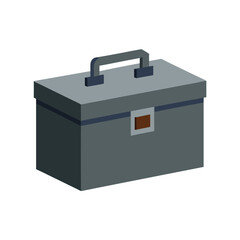 Gray Isometric Toolbox with Dark Blue Accents tool case