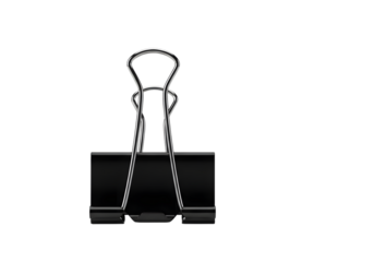 Black binder clip isolated on transparent background