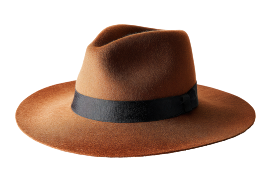 A rich brown fedora hat with a dark band